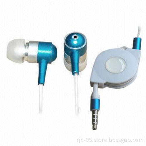 Earphones with Retractable Cord, 20-20kHz Frequency Response